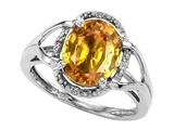 Tommaso Design™ Oval 10x8mm Genuine Citrine and Diamond Ring