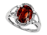 Tommaso Design™ Oval 10x8mm Genuine Garnet and Diamond Ring