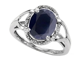 Tommaso Design™ Oval 10x8mm Genuine Black Sapphire and Diamond Ring