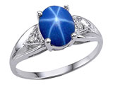Tommaso Design™ Created Star Sapphire and Genuine Diamond Ring