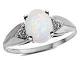 Tommaso Design™ Oval 9x7 mm Genuine Opal and Diamond Ring