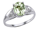 Tommaso Design™ Genuine Green Amethyst and Diamond Engagement Ring