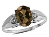Tommaso Design™ Genuine Smoky Quartz and Diamond Ring