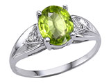 Tommaso Design™ Genuine Peridot and Diamond Ring