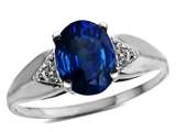Tommaso Design™ Oval 9x7mm Created Sapphire and Genuine Diamond Ring