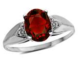 Tommaso Design™ Oval 9x7 mm Genuine Garnet and Diamond Ring