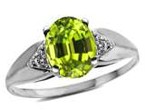 Tommaso Design™ Oval 9x7 mm Genuine Peridot and Diamond Ring