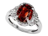Tommaso Design™ Oval Genuine Garnet and Diamond Ring