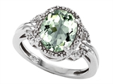 Tommaso Design™ Oval 10x8mm Genuine Green Amethyst and Diamond Ring
