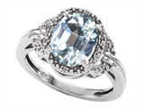 Tommaso Design™ Oval Genuine Aquamarine and Diamond Ring