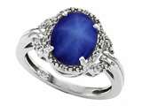 Tommaso Design™ Oval 10x8mm Created Star Sapphire and Diamond Ring