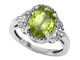 Tommaso Design™ Oval 10x8mm Genuine Peridot and Diamond Ring