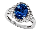Tommaso Design™ Oval 10x8mm Created Sapphire and Diamond Ring