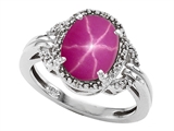 Tommaso Design™ Oval 10x8mm Created Star Ruby and Diamond Ring