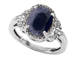 Tommaso Design™ Oval 10x8mm Genuine Black Sapphire and Diamond Ring