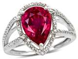Tommaso Design™ Pear Shape Created Ruby and Diamond Ring
