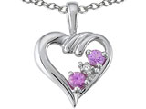 Tommaso Design™ Genuine Pink Sapphire and Diamond Heart Pendant