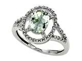 Tommaso Design™ Genuine Green Amethyst and Diamond Ring