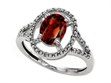 Tommaso Design™ Genuine Oval Garnet and Diamond Ring