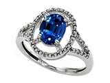 Tommaso Design™ Oval 8x6mm Created Sapphire and Diamond Ring