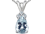 Tommaso Design™ Genuine Aquamarine and Diamond Pendant