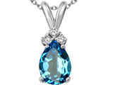 Tommaso Design™ Genuine Blue Topaz and Diamond Pendant