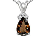 Tommaso Design™ Genuine Smoky Quartz and Diamond Pendant