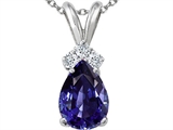 Tommaso Design™ Genuine Iolite and Diamond Pendant