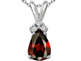 Tommaso Design™ Genuine Garnet and Diamond Pendant