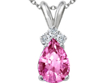 Tommaso Design™ Created Pink Sapphire and Genuine Diamonds Pendant