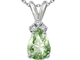Tommaso Design™ Genuine Green Amethyst and Diamond Pendant