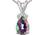 Tommaso Design™ Mystic Rainbow Topaz and Genuine Diamond Pendant
