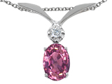 Tommaso Design™ Oval 7x5mm Genuine Pink Tourmaline and Diamond Pendant