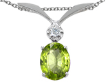 Tommaso Design™ Genuine Peridot and Diamond Pendant