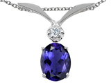 Tommaso Design™ Oval 7x5mm Genuine Iolite and Diamond Pendant
