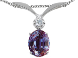 Tommaso Design™ Oval 7x5mm Simulated Alexandrite And Diamond Pendant