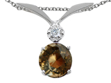 Tommaso Design™ Round 7mm Genuine Smoky Quartz Pendant