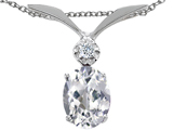 Tommaso Design™ Oval 7x5mm Genuine White Topaz and Diamond Pendant