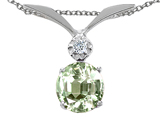 Tommaso Design™ Round 7mm Genuine Green Amethyst Pendant