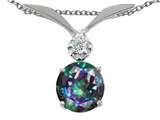 Tommaso Design™ Round 7mm Mystic Rainbow Topaz and Genuine Diamond Pendant