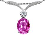 Tommaso Design™ Oval 7x5mm Simulated Pink Topaz And Genuine Diamond Pendant