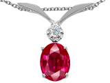 Tommaso Design™ Oval 7x5mm Created Ruby and Genuine Diamond Pendant
