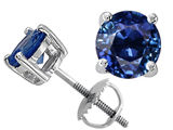Tommaso Design™ Round 6mm Genuine Sapphire Screw Back Earring Studs
