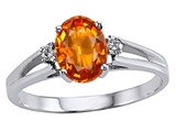 Tommaso Design™ Genuine Orange Sapphire and Diamond Ring