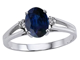 Tommaso Design™ Genuine Oval Sapphire and Diamond Ring