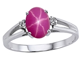 Tommaso Design™ Created Star Ruby and Genuine Diamonds Ring