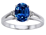 Tommaso Design™ Oval 8x6mm Created Sapphire and Genuine Diamond Ring