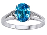 Tommaso Design™ Genuine Blue Topaz and Diamond Ring