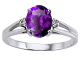 Tommaso Design™ Genuine Amethyst and Diamond Ring