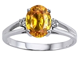 Tommaso Design™ Genuine Citrine and Diamond Ring